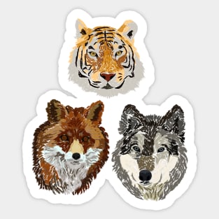 wolf, fox and tiger Sticker